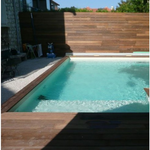 Piscine Bois Luxe Rectangulaire avec Plage Immergée+Escalier 620x420x130cm