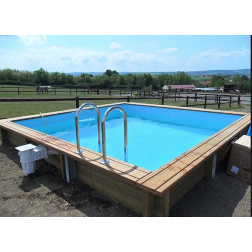 Piscine bois MAEVA MINI Carrée avec Echelle 349x349x150cm