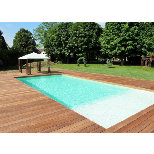 Piscine Bois Luxe Rectangulaire avec Plage Immergée + Escalier 520x320x131cm