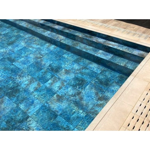 Liner 85/100ème pour piscine Ronde Hexagonale Avec Escalier 395 x 117 cm  PIERRE DE BALI     