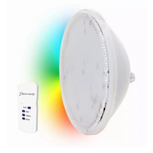 Lampe LED format PAR56 plate couleur 90 LED RGB + télécommande AQUALUX