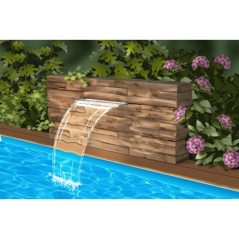 Cascade transparente pour piscine bois NIAGARA - ACRYL Led 60
