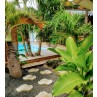 Piscine Bois Capri carrée avec Plage Immergée + Escalier 420x420x145 cm