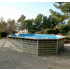 Piscine bois Octogonale Allongée FUGUA 590x420x129cm Liner bleu
