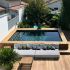 Piscine Bois Luxe Rectangulaire avec Escalier 620x420x130cm Pierre de Bali