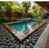 Piscine Bois Rectangulaire Luxe 620x420x130cm Pierre de Bali