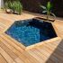 Piscine Bois Spark Ronde Hexagonale avec Escalier ⌀395x115cm  Pierre de Bali