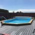 Piscine Bois Lucci Octogonale allongée avec Plage immergée + Escalier 415x265x131cm