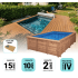 Piscine Bois Luna Rectangulaire avec Escalier 350x270x70cm Pierre de Bali