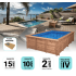 Piscine Bois Luna Rectangulaire avec Plage immergée + Escalier 350x270x70cm Pierre de Bali