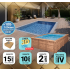 Piscine Bois PRESTIGE Anna carrée avec Escalier d'Angle SPARK 520x520x145cm Liner Relief 3D