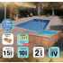 Piscine Bois PRESTIGE Capri Carrée avec Escalier SPARK 420x420x145cm Liner Relief 3D