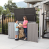 Coffre de jardin résine PEHD toit incliné imitation bois grand volume / capacité 2,72 m3