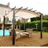 Pergola arche structure mixte aluminium/acier coloris gris / Surf. de protection : 11,22 m2 / toit en toile polyester 140 gr/m2 