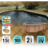 Piscine Bois PRESTIGE Octogonale allongée avec Escalier SPARK 612x407x131cm Liner Relief 3D