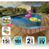 Piscine bois UBBINK PREMIUM avec Plage immergée + Escalier 555x300x140cm Liner Relief 3D