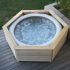 Habillage bois hexagonal pour spas et piscines gonflables / largeur extérieure 2,35 m x largeur intérieure bord à bord 1,84 m x hauteur 0,71 m