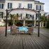 Pergola arche structure mixte aluminium/acier coloris gris / Surf. de protection : 11,22 m2 / toit en toile polyester 140 gr/m2 